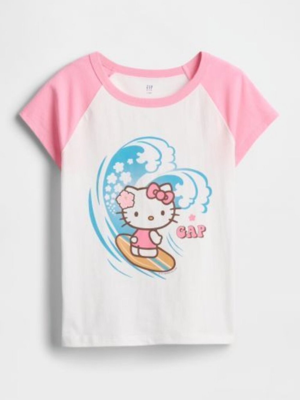 Gap x Hello Kitty Surf Graphic 100% Cotton Raglan T-Shirt Size M